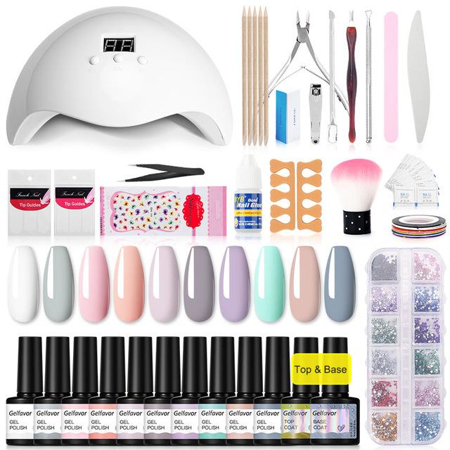 

Gelfavor Manicure Set Gel Polish UV Soak off Lamp For Manicure Base Top Coat Nail For Extension Nail Tools Gel Varnishes Lacquer