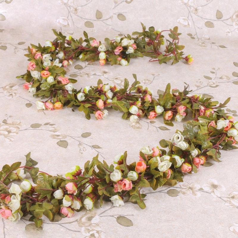 

Leaf Simulation Wall Hanging Ivy Fake Rose DIY Birthday Silk Hotel Wedding Party Artificial Flower Vine 42 Head Garland Home, Purple