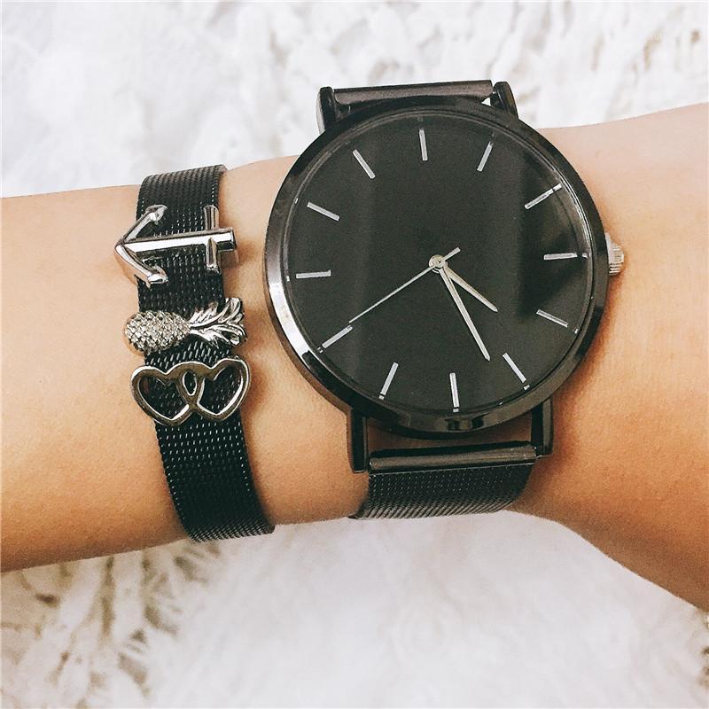 

Vinnie Design Jewelry Black Keeper Mesh Bracelet Set with Stainless Steel Wristwatch as Gift1