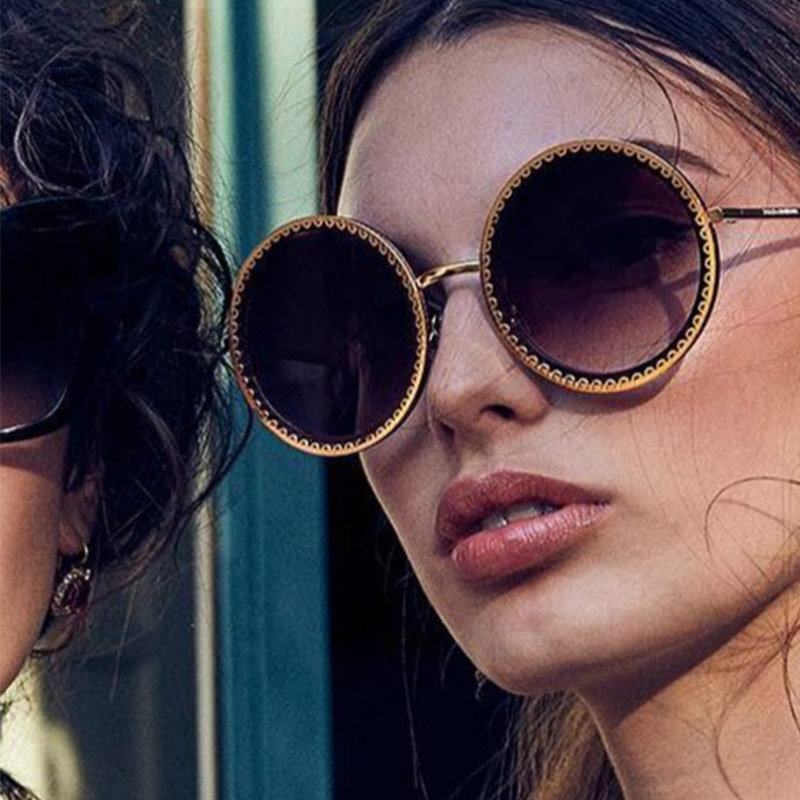 

Sunglasses 2021 Luxury Retro For Women Men Vintage Craft Punk Round Sun Glasses Female Oversized Circle Shades Ins