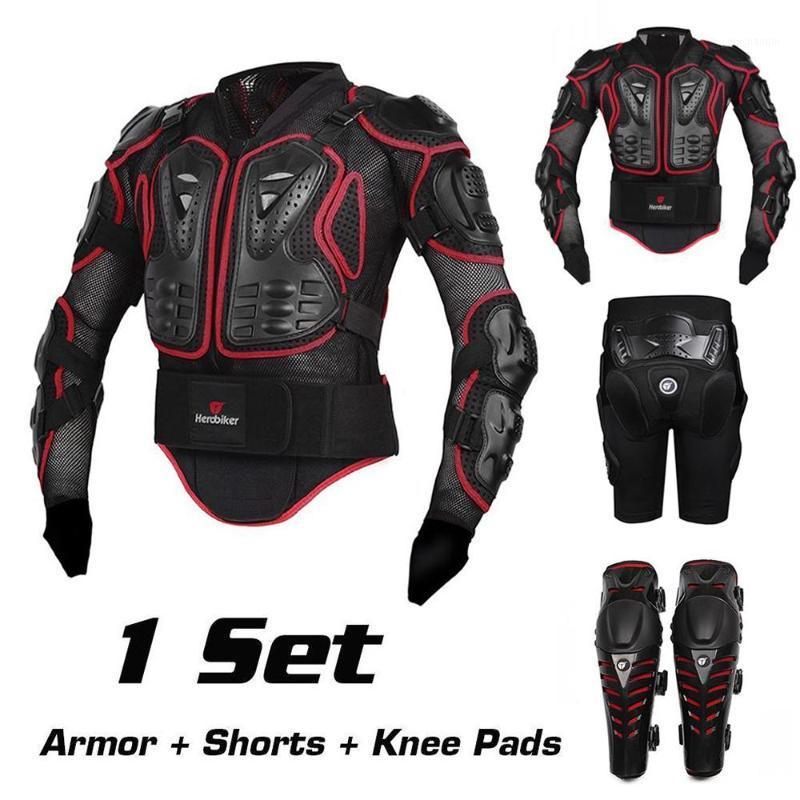 

Motorcycle Motocross Off-Road Racing Full Body Protective Gear Back Support Protector Jacket + Hip Pads Shorts + Knee Pads1, Red