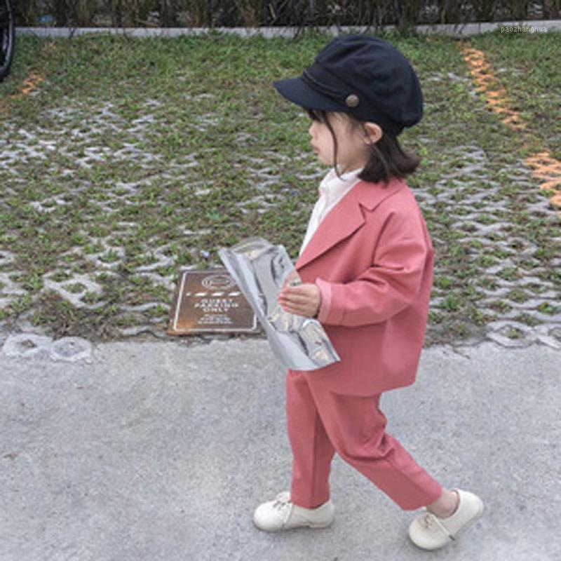 

Girls Spring Clothing 2020 New Style Double Breasted Small Suit Coat Comfortable Trousers Two-Piece Suit Fashion1, As shown in image