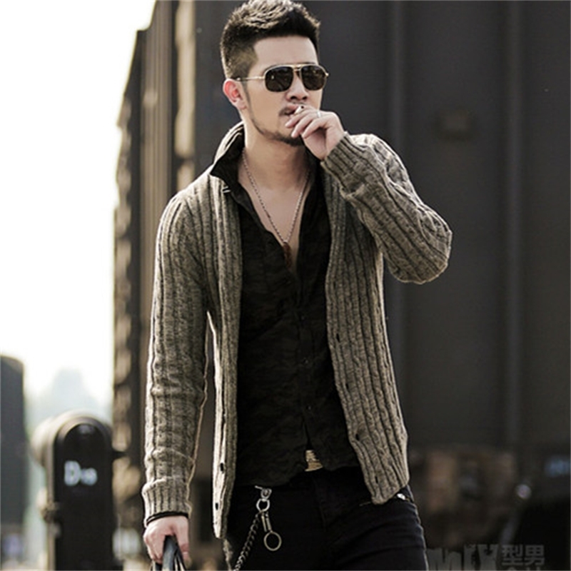 

Men's long sleeve cardigan sweater jacket J281-2, Khaki