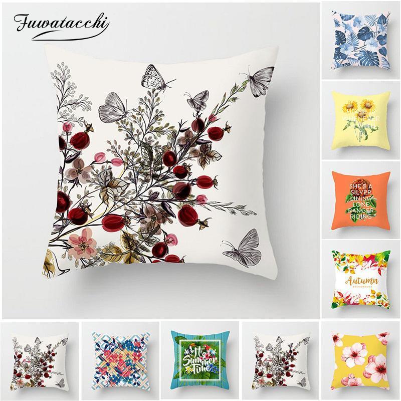 

Fuwatacchi Plum Flower Butterfly Cushion Cover Cherry Leaf Pillow Case Linen Cotton Pillow Covers Bedroom Sofa Decoration1, Pc03491