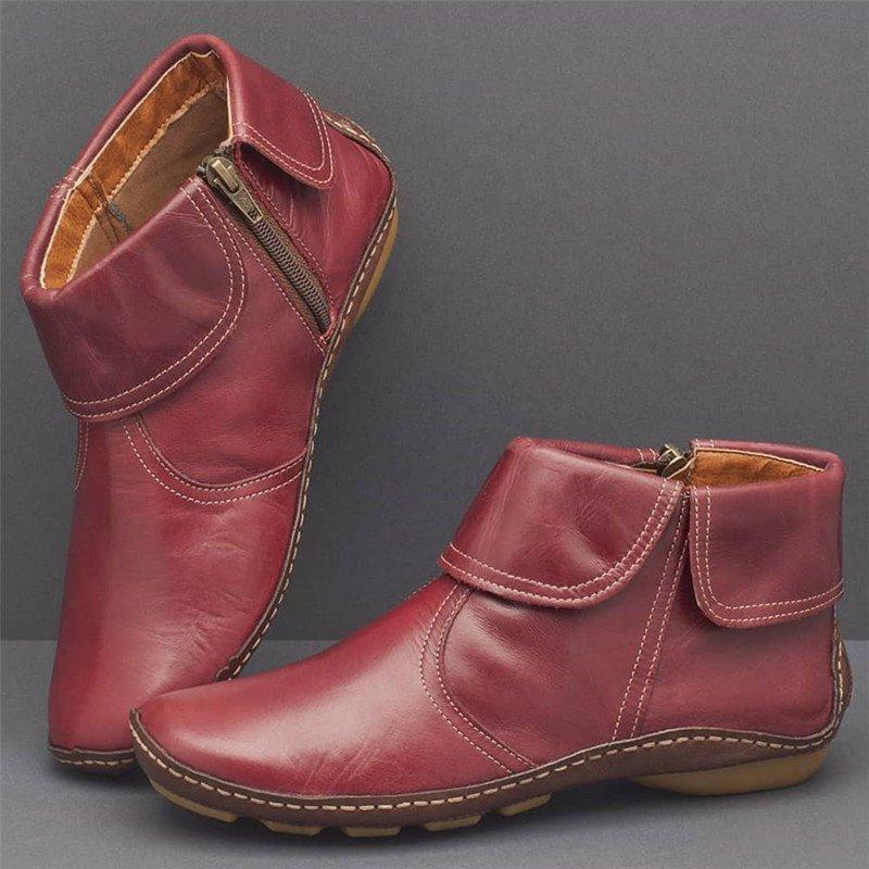 

Women Ankle Boots Ladies Zipper Boots Women's Comfort Soft PU Leather Autumn Woman Sewing Casual Female Fashion Shoes Plus Size, Beige