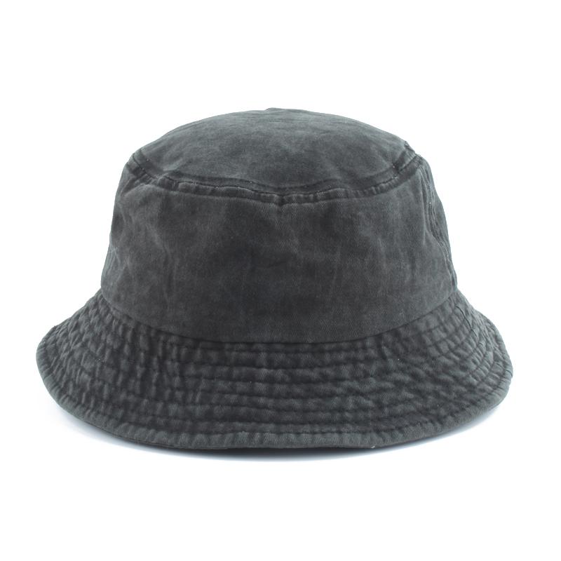 

Washed Cotton Black Bucket Hat Men Panama Summer Denim Boonie Hat UV Sun Protection Hiking Fishing Bob Chapeau