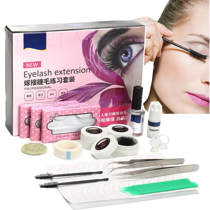 

Individual False Eyelash Extension Tool C Curl Lash Glue Tweezer Jade Stone Kit Semi Permanent Makeup Practice Graft Lashes Set