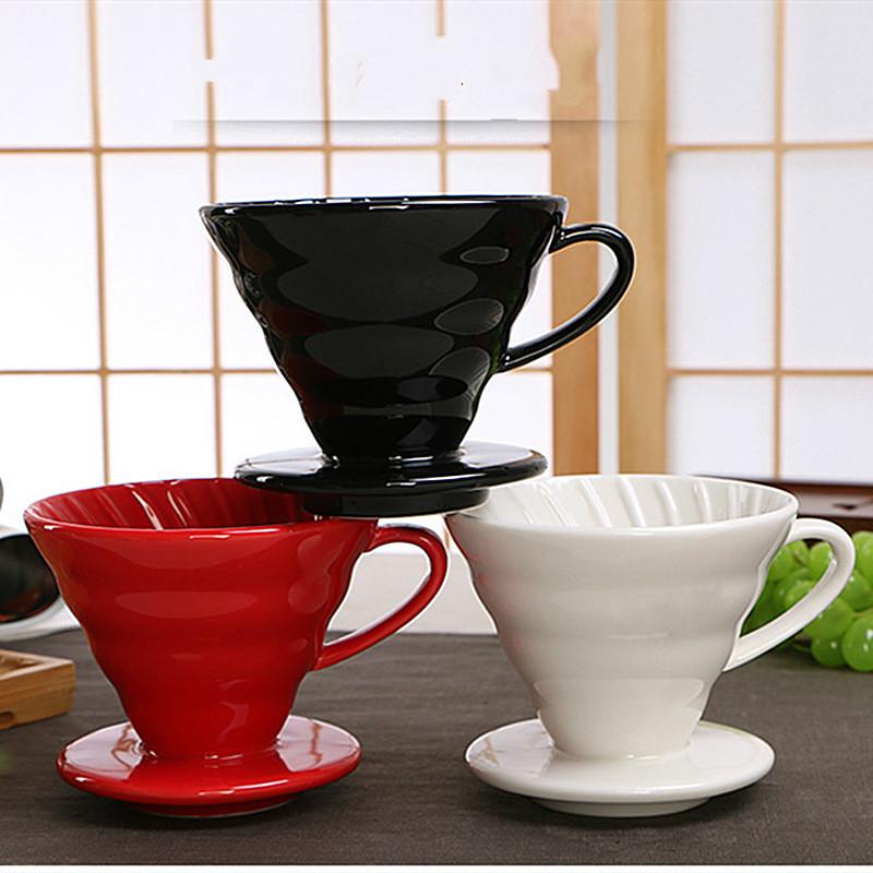 

Ceramic Coffee Dripper Engine Style Coffee Drip Filter Cup Permanent Pour Over Maker with Separate Stand WJ817, Black