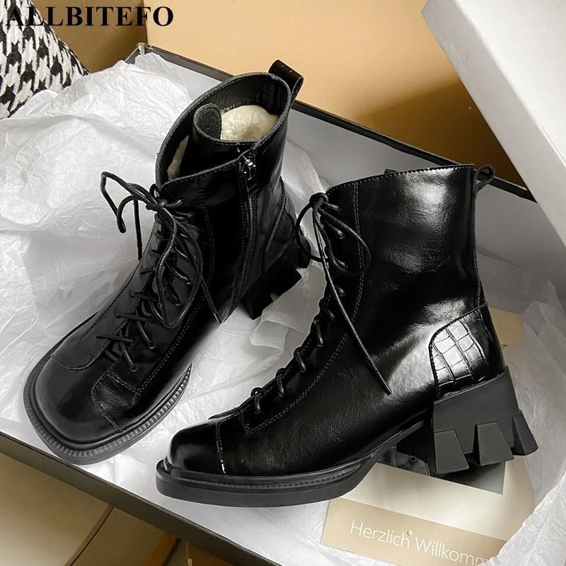 

ALLBITEFO Suitable for cold Siberia winter boots genuine leather real wool keep warm women boots fashion platform snow1, As picture