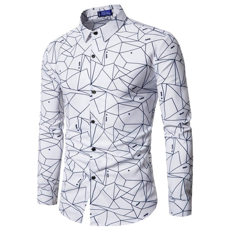 

Korean Style Casual Fashion Plain Slim Fit Men Shirt Print Dress Shirt Long Sleeve Turn-down Collar Spring Camisa Masculina, Black