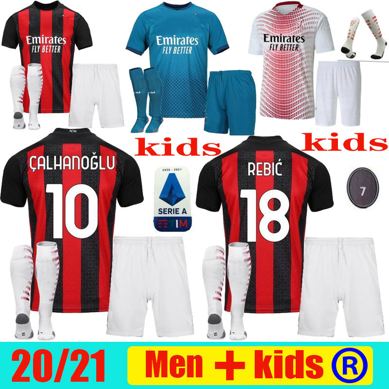 

20 21 AC Milan soccer jersey 2020 2021 IBRAHIMOVIC PIATEK football shirt long sleeve PAQUETA BENNACER men kids REBIC camisa de futebol 120th, White