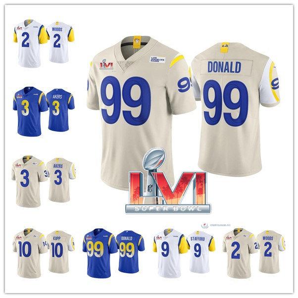 

MEN Los's Angeles's Jalen Ramsey Matthew Stafford robert woods cam akers Cooper Kupp 99 Aaron Donald Bone Vapor Limited Super football Bowl LVI Jersey, 13