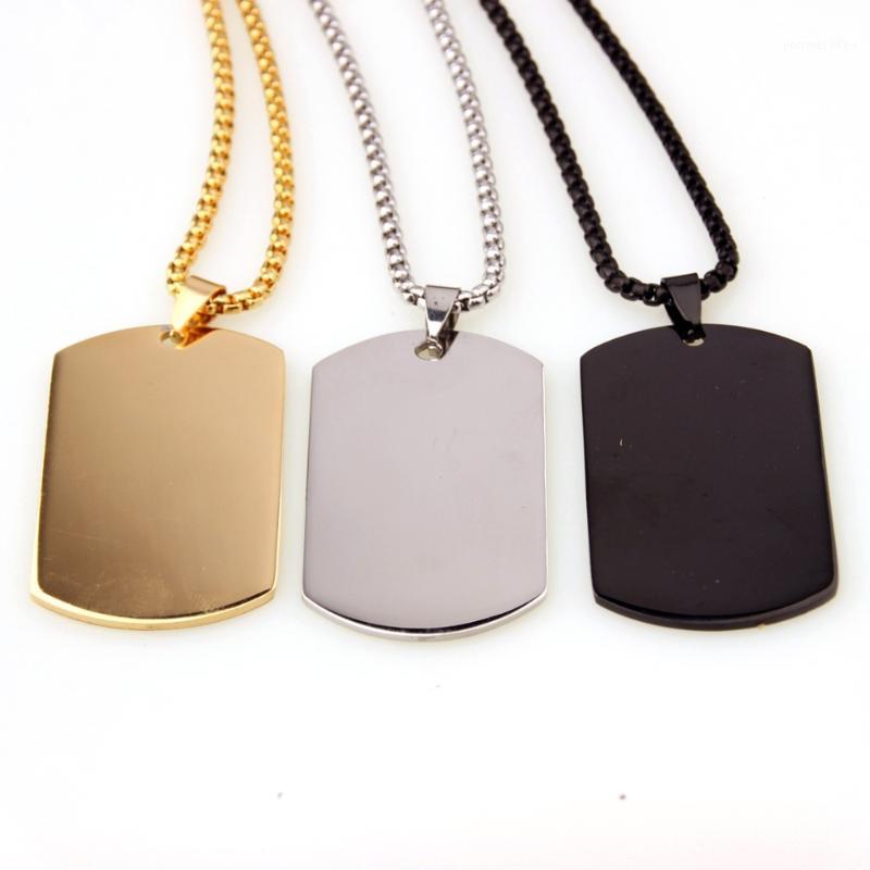 

Hipper Stainless Steel Silver/Gold/Black Titanium Dog Tag Pendant Necklace Men's Unisex's Jewelry Free Box Link Chain 24inch*3mm1