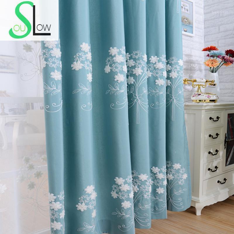 

Slow Soul Ivory Red Blue Green Garden Embroidered Cotton Fabric Curtains Bedroom Living Room Shade Curtain For Floral Kitchen1, Tulle