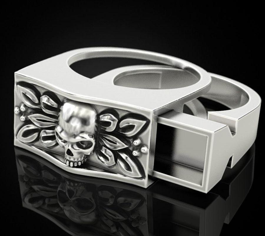

FDLK Men's Fashion Skull Ring Secret Compartment Casket Anniversary Gift Hip Hop Unisex Jewelry Men Viking Punk Skeleton Ring