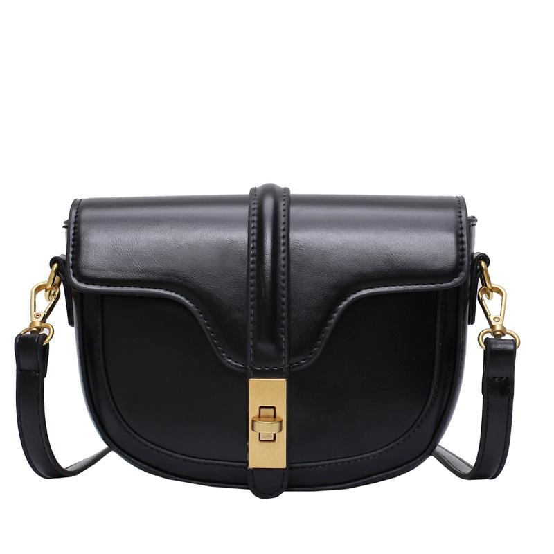 

Women's bag 2021 new simple fashion wild messenger bag simple casual shoulder foreign lady handbag shoulder, Black