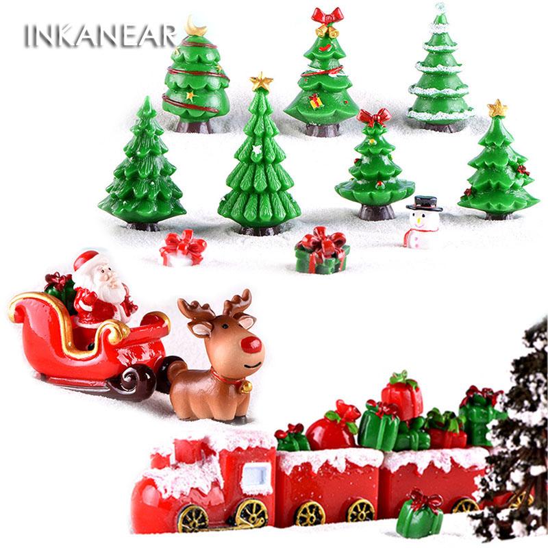 

INKANEAR Artificial Christmas Tree Decoration Figurines Sled Reindeer Miniatures Terrariums Gift Resin Craft DIY Accessories