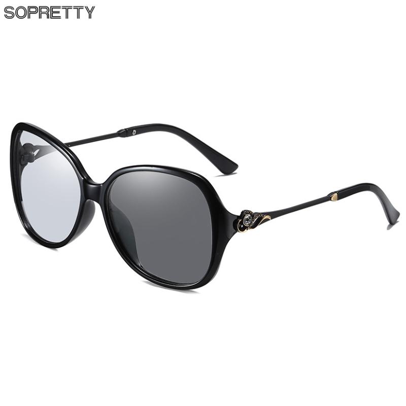 

2020 New Female Polarized Photochromic Sunglasses ,Oversized Women's Discolored Diamond sun glasses with TAC Lens S190