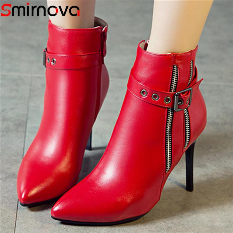 

Smirnova new arrival 2020 women's winter boots pointed toe party dress shoes female ankle boots black wholesale ladies