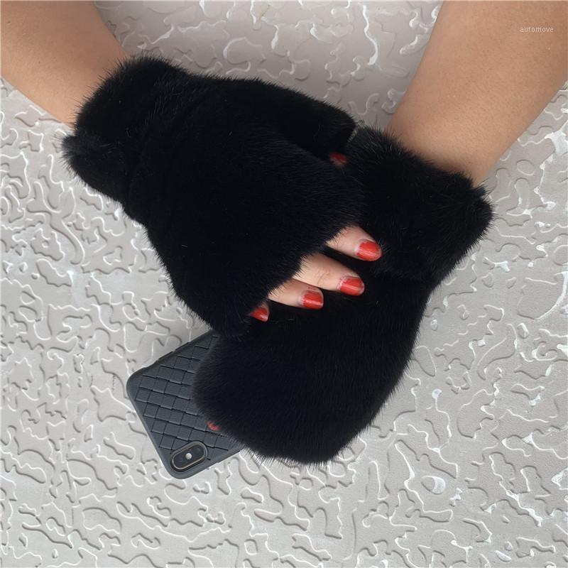 

Gloves 100% Winter Thick Gloves Women Fur Mittens Women Warm Outdoor Leather Windproof1