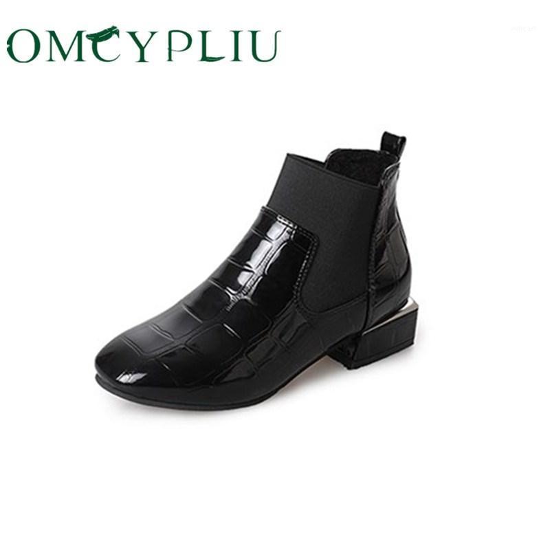 

Ankle Boots Women Designer Woman High heels Ladies Shoes Black Retro Boot Plus size 42 PU leather Female Shoe Botines Mujer 20201, Black plus velvet