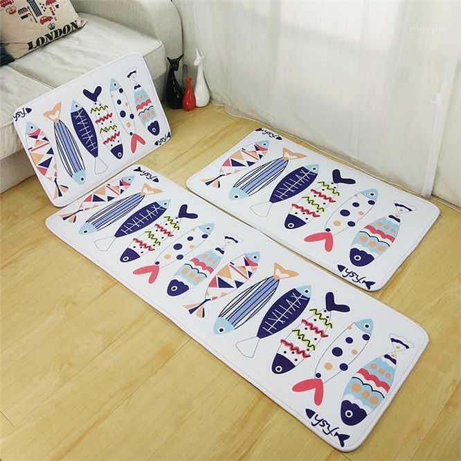 

Creative Fish Kitchen Mat Anti-slip Area Rugs Living Room Balcony Bathroom Flannel Carpet Doormat Hallway Bath Mat Home decor1