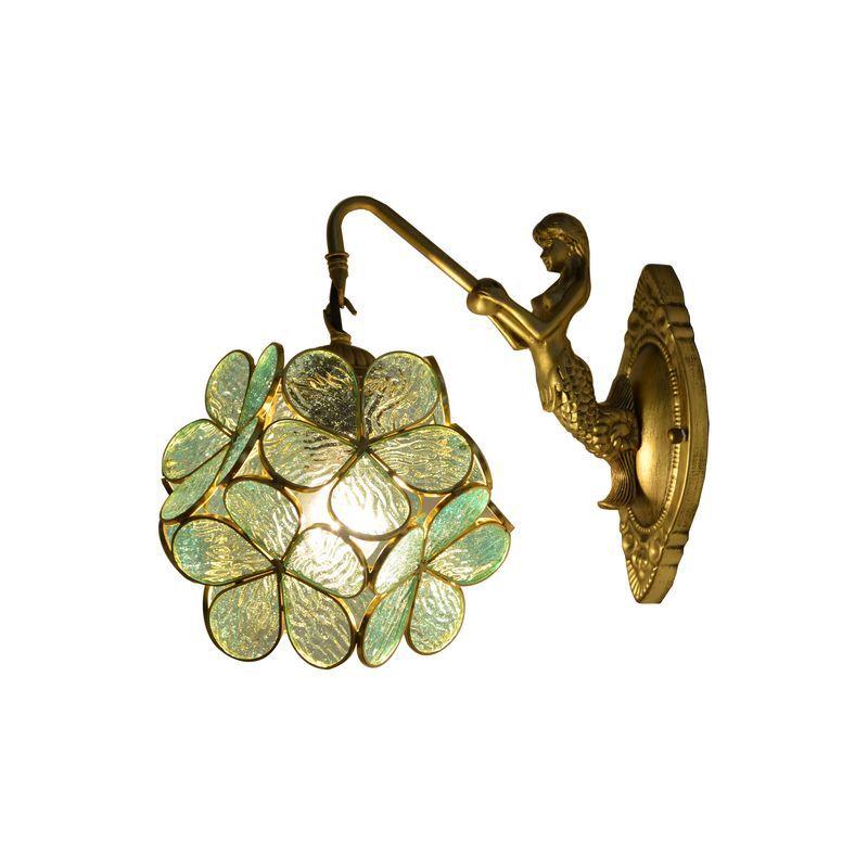 

Tiffany Style Retro Stained Glass Petals Setting Corridor Wall Lamp Adornment Bedroom Bar Wall Light