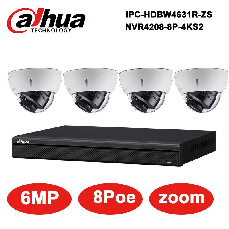 

Dahua 6MP 8+4 Security CCTV System 4Pcs 6MP POE Zoom IP Camera IPC-HDBW4631R-ZS & 8POE 4K NVR NVR4208-8P-4KS2 Surveillance Kits