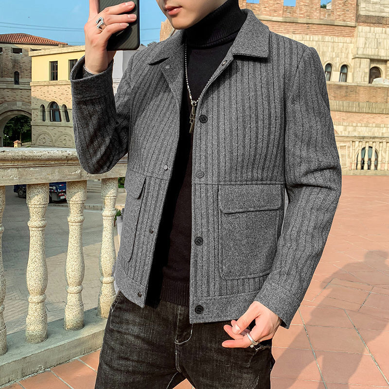 

2021 Blouse New Autumn Fine Chinese Style Sleeve Long Jacket Fashion Male Youth Wear EKUW, Gray.