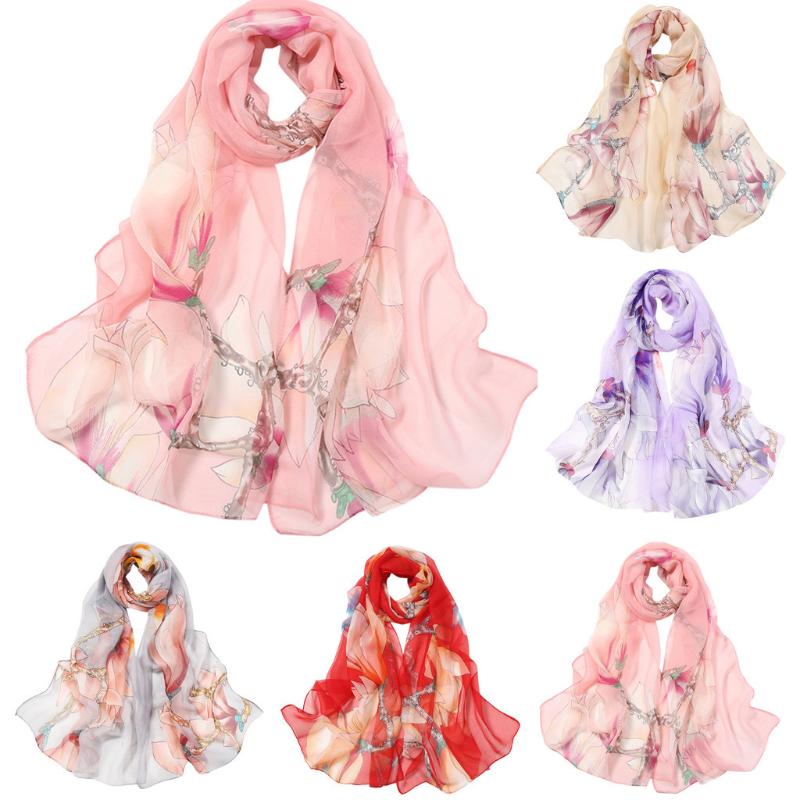 

2020 Elegant Silk Scarf Women Shawl Wrap Flower Printed Scarves Ladies Shawl Bandana Muslim Hijab Handkerchief muffler foulard