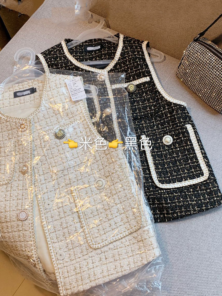 

New Autumn 2021 Stylist Tweed Fashionable Woman's Clothing Top Vintage Clothes Shq5 0CBG, Black