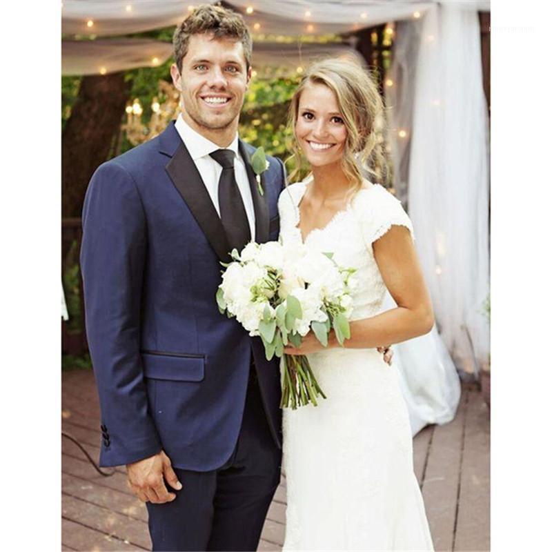 

New Arrival Grooms Tuxedos Blue Wedding Suits For Men Black Peaked Lapel Mens Suits Two Piece Suit Two Button Groomsmen Suit1, Picture style 18