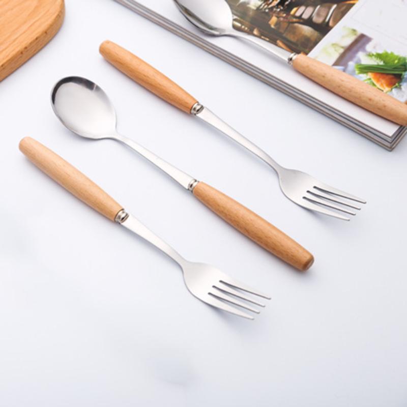 

1PC Long Wood Handled Stainless Steel Coffee Spoon Ice Cream Dessert Flatware Tableware Kitchen Accessories wholesale1