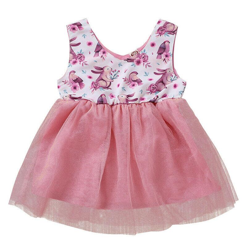 

0-5Y Summer Kids Baby Girl Princess Dress Sleeveless Party Tulle Tutu Dress, Pink