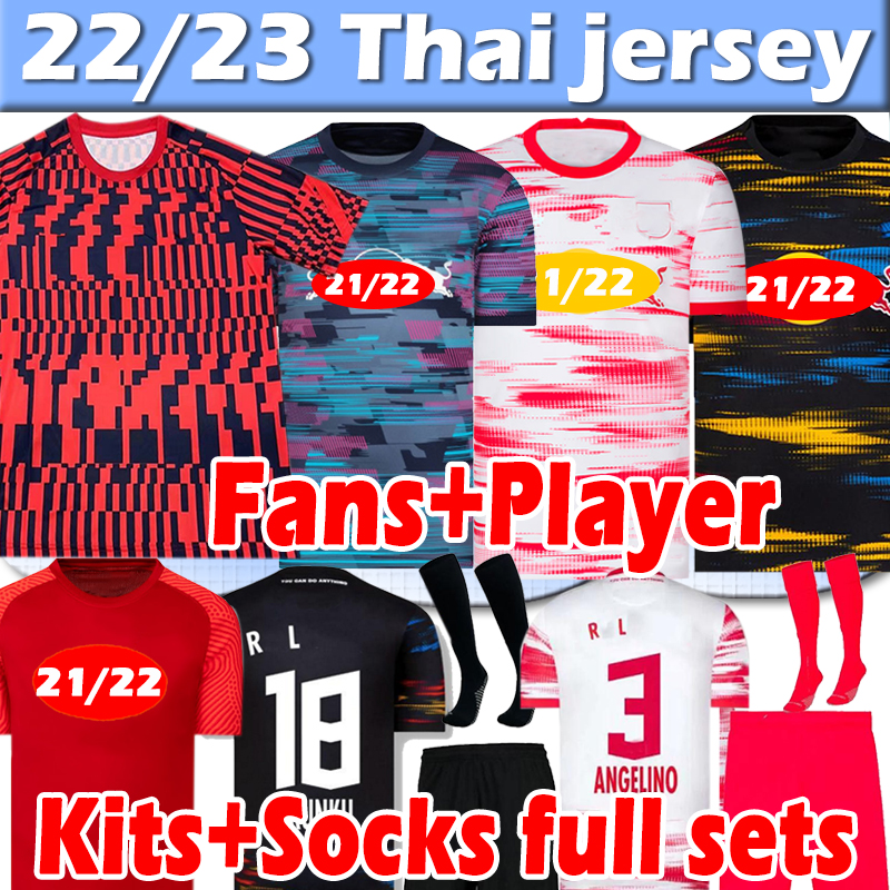 

2022 2023 RBL soccer jerseys Leipziges fans player version POULSEN FORSBERG 22 23 Bundesliga SABITZER camisetas de futbol men kids kit socks full sets Football shirt, 21 22 away patch