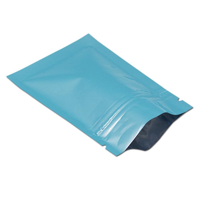 

200Pcs Glossy Blue Reclosable Aluminum Foil Storage Zipper Packing Bag Mylar Foil Package Pouch for Nuts Candy Pack