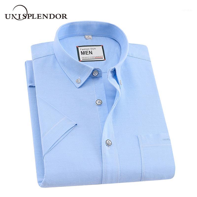 

Men's Dress Shirts 2021 100%Cotton Summer Men's Shirt Homme Soft Solid Striped Short Sleeve Business Men Casual Man Clothing YN104961, D9628-20