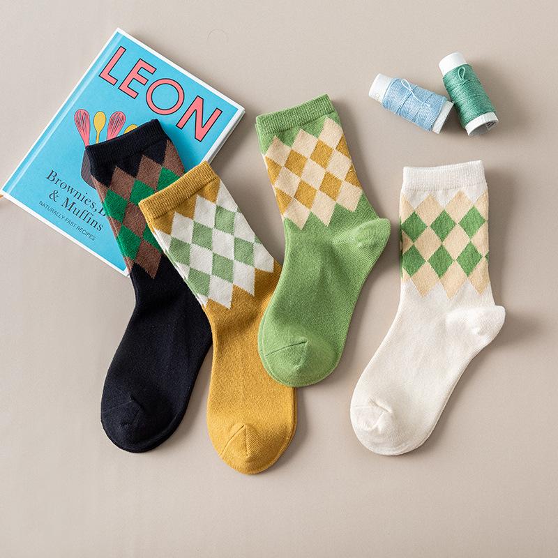 

2020 New Male Socks Casual Business Happy Fashion Contracted Men's Cotton Socks Colorful Plaid Gentleman Couples Stockings, Black