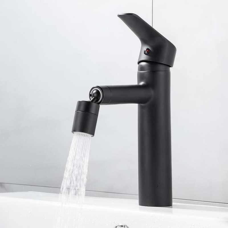 

Bathroom Faucet Basin Bathroom Cold Hot Mixer Water Tap Rotational Basin Sink Tap Black