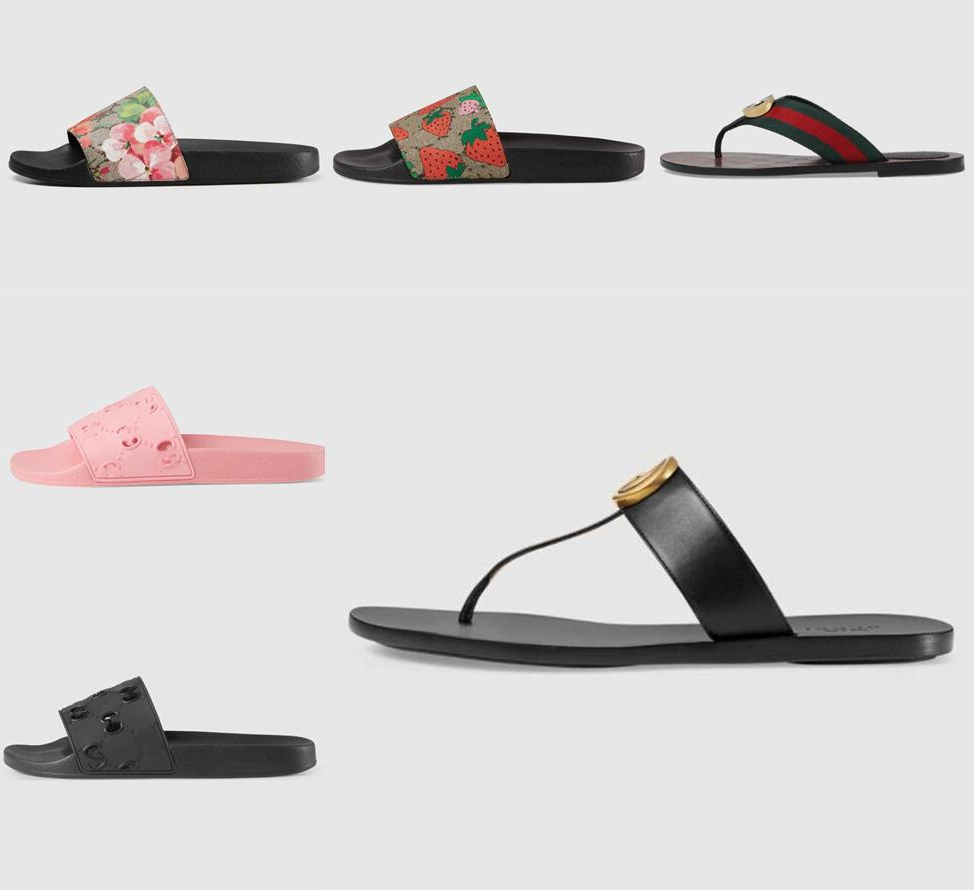 

2022 Men Women Slippers Designer Rubber Slides Sandal Flat Blooms designers Strawberry Tiger Bees Green Red White Web Fashion Shoes Beach Flip Flops Flower Box, Chocolate