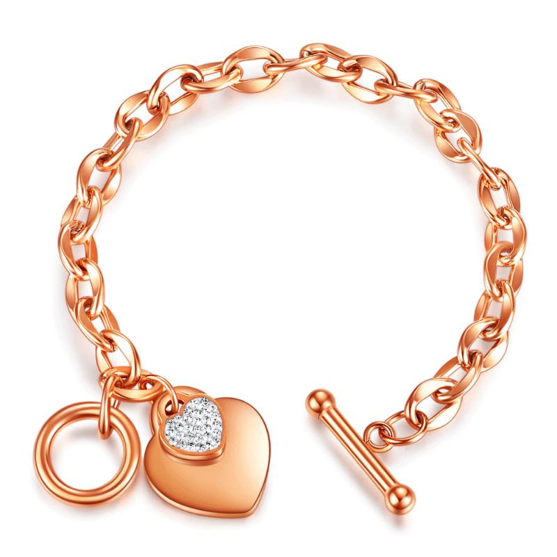 

Bangle Gold Love Heart Charm Bracelets For Women Titanium Steel Accessories Silver Color Link Chain Bileklik Bangles Trendy Jewelry