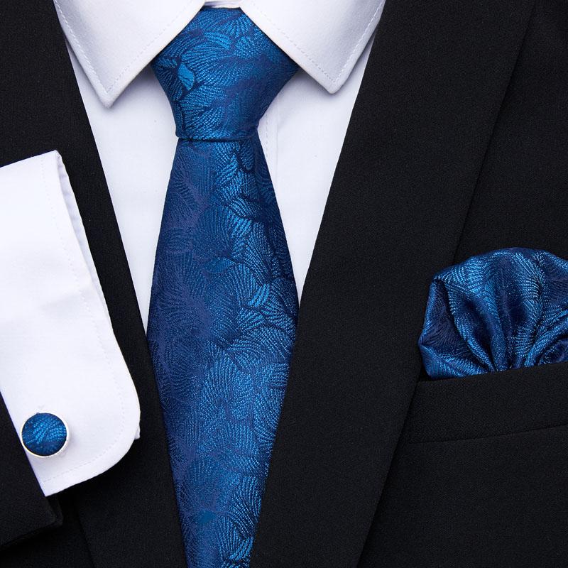 

Bow Ties Blue Floral Men Set Extra Long Size 145cm*7.5cm Necktie 100% Silk Jacquard Woven Neck Tie Suit Wedding Party