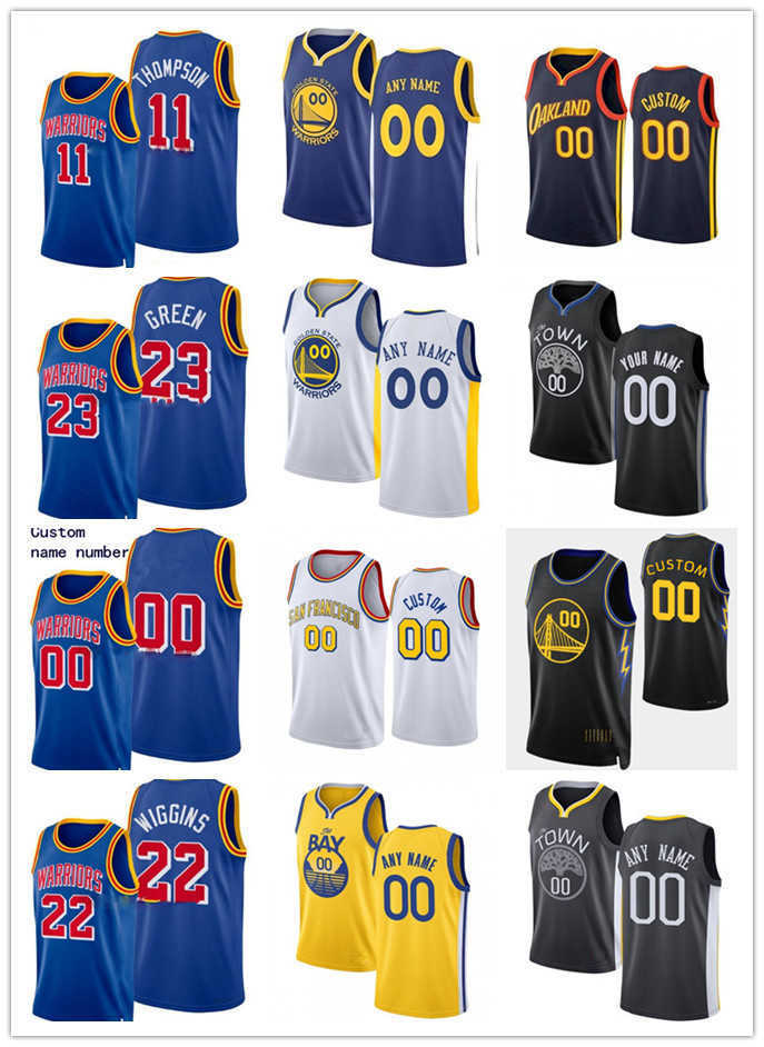 

75th Custom Men Golden State's Warriors's Stephen 30 Curry Draymond 23 Green Andrew 22 Wiggins Klay 11 Thompson Basketball Jerseys, Black;red