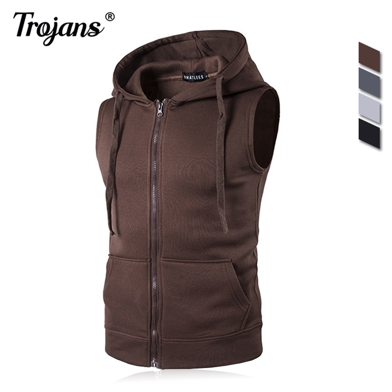 

Mens Sleeveless Sweatshirt Hoodies Clothing Hooded Tank Top Sporting Hooded for Mens Joggers Sportswear Vest Tops 220221, Black