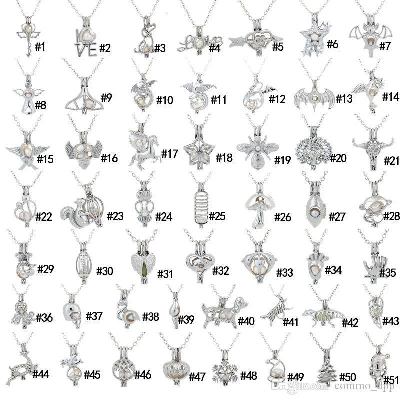 

2019 Pearl Cage Pendant Necklaces Love Oyster Natural Pearl Open Hollow Locket Charm Silver Chain for Women Fashion Jewelry in Bulk VZDZ