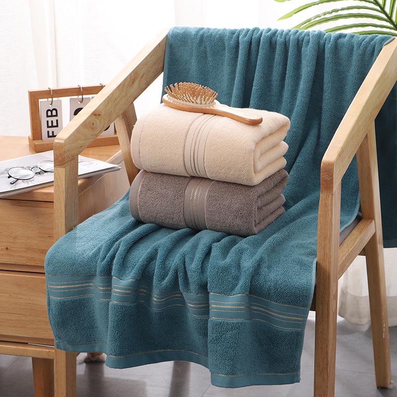

Adult bath towel, double-sided terry, gold thread cotton bath towel, beach soft and absorbent bathroom towel, Blue