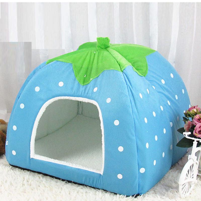 

Dog House Pet Dog Wave Point Strawberry Cat House Pet Supplies Sleeping For Small Medium Dogs Cats Puppy Bed Mat