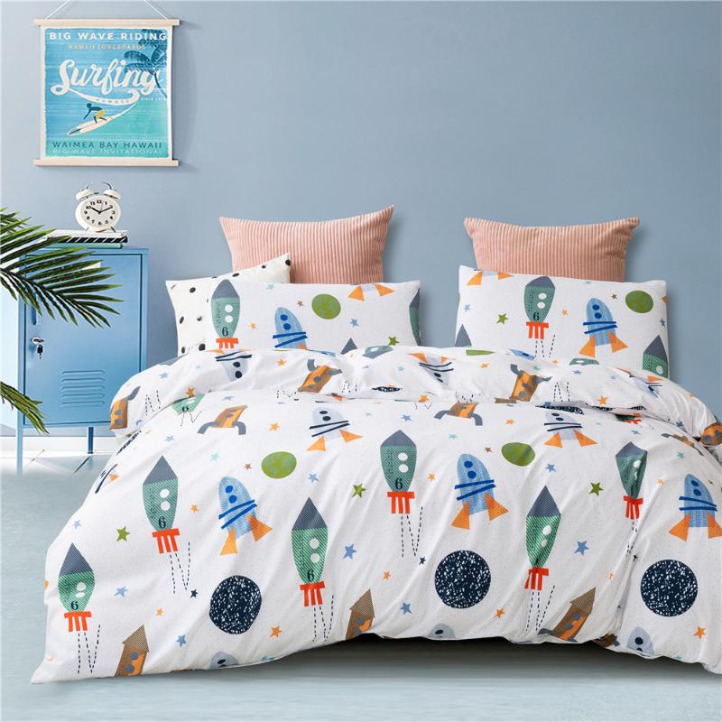 

Cartoon Rocket Star Cute Kids Kawaii Comforter Bedding Set Children Fashion King Queen  Size Bed Linen Duvet Cover Sets Gift