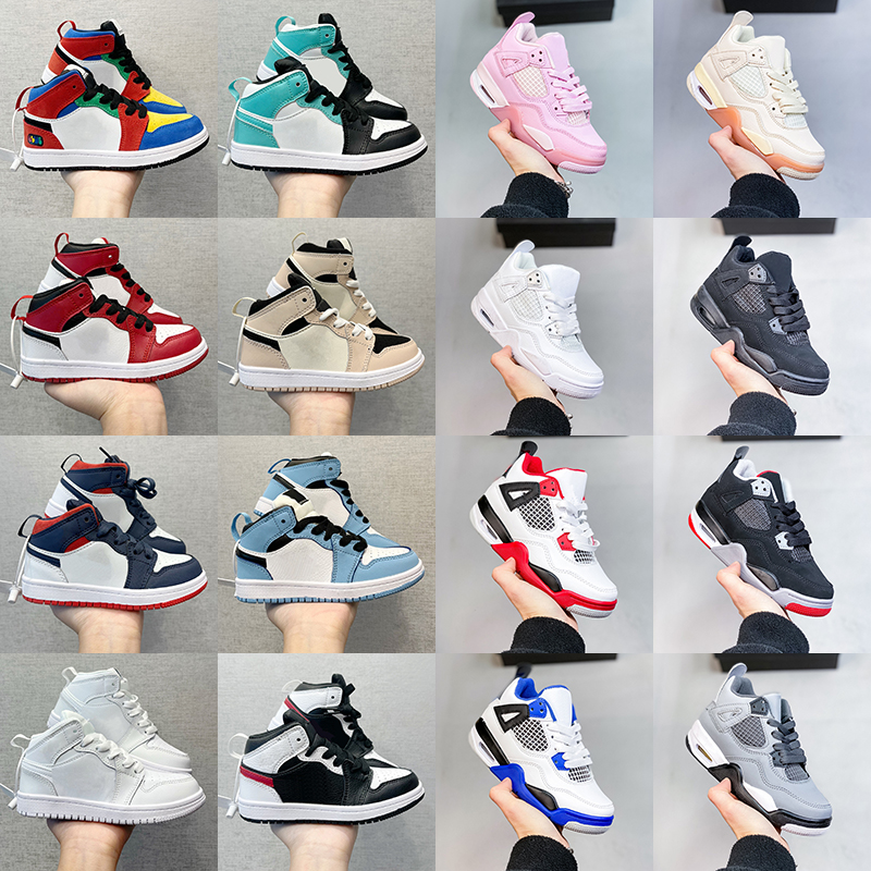 

2022 Kids Jumpman 1s 1 Basketball Shoes UNC University Blue Infants Toddler Designer Sport Shoe Pine Green Royal Trainers Obsidian Chicago Bred Sneaker Size 22-37, As photo 6