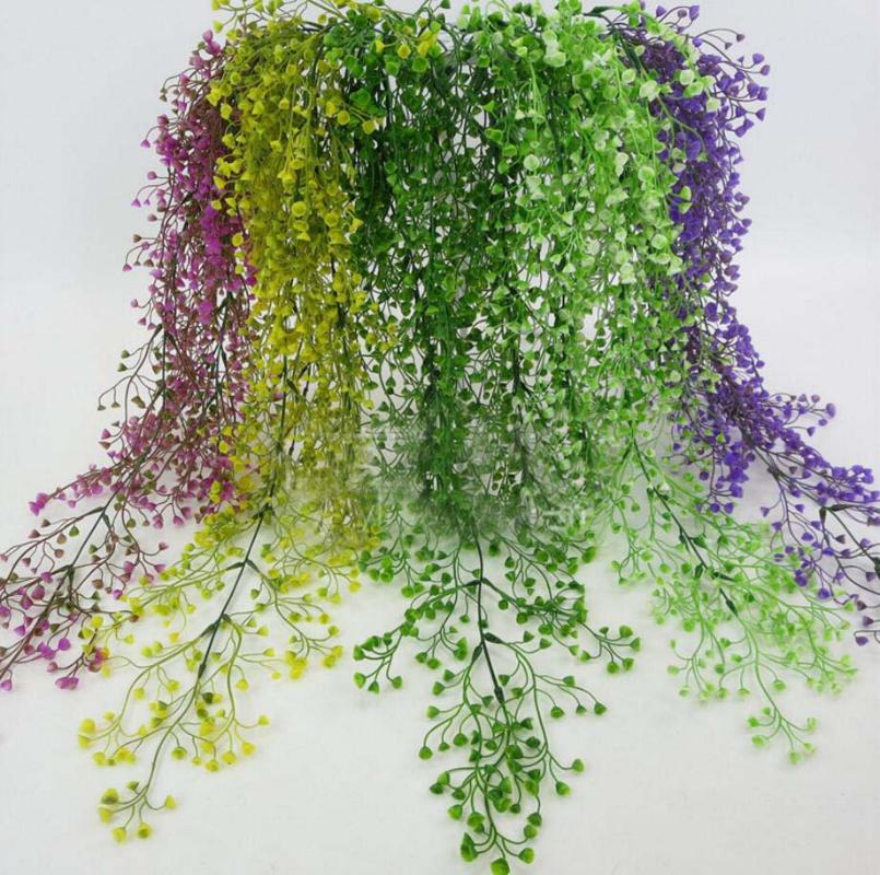

5pcs 80cm Hanging Artificial Plant+Mini Flower Vine Rattan Willow Wall Wedding Holiday Party Birthday Venue Hanging Decoration, Green